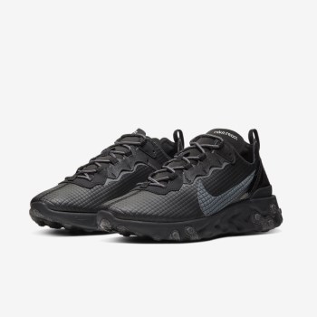 Nike React Element 55 Premium - Férfi Utcai Cipő - Fekete/Sötét Szürke/Sötét Szürke